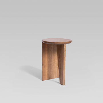 Solid Wood Round Side Table - Oak Dark