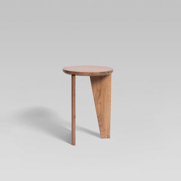 Solid Wood Round Side Table - Oak Dark