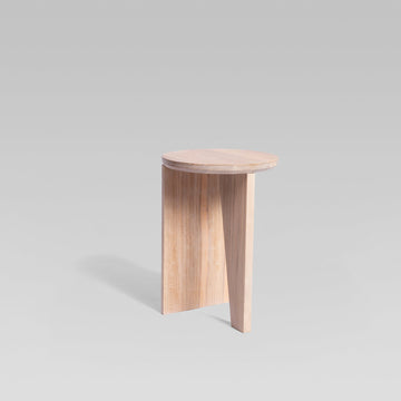 Solid Wood Round Side Table - Oak Light