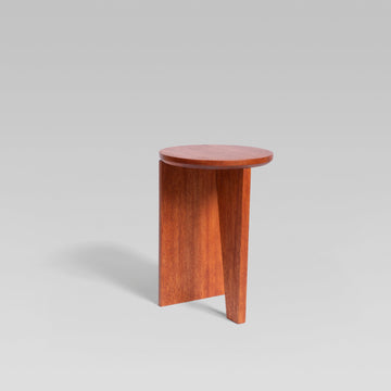 Solid Wood Round Side Table - Redwood
