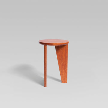 Solid Wood Round Side Table - Redwood