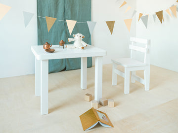 Preschool Table and Chair Set - Pine White