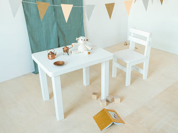 Preschool Table and Chair Set - Pine White